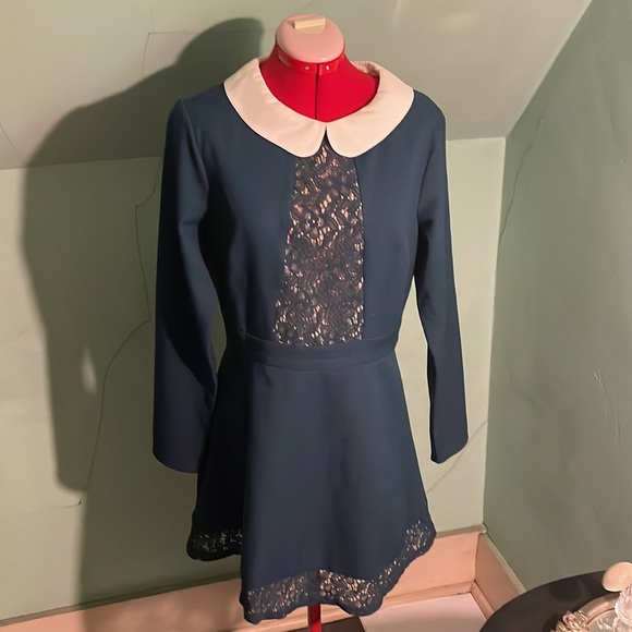 Gorgeous teal lace holiday dress size large retro vintage look from ModCloth - Picture 2 of 6